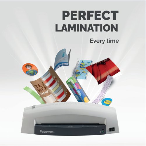 The Fellowes Lunar A4 Laminator (5715701) is a low-cost, high performance laminator designed for occasional use in the office or home. Warming up in just six minutes, the Lunar can quickly apply a double-sided protective coating to posters, signs and photographs in pouches up to 80 micron thick. It's designed to be 100% jam-proof when used with Fellowes pouches, and includes a release trigger to quickly fix problems if things do go wrong. These items have been specifically designed for use with pouches up to 80 micron thick.