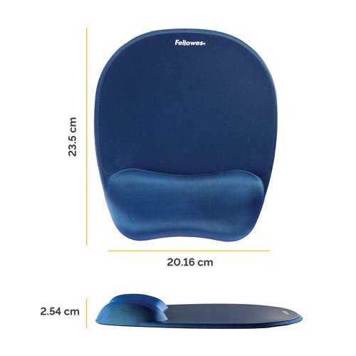 Fellowes Memory Foam Mouse Pad Wrist Support Sapphire Blue 9172801