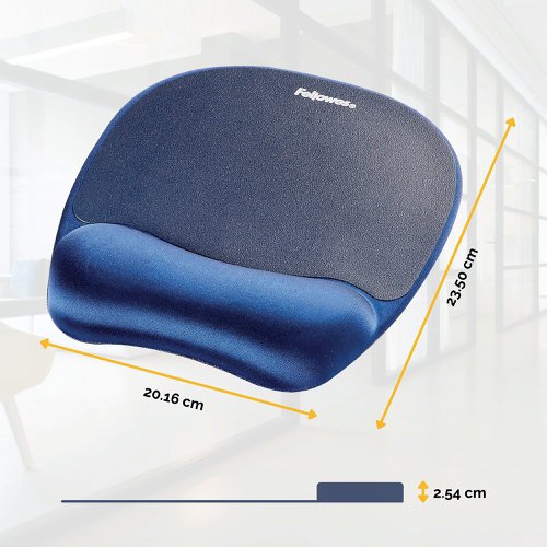 Fellowes Memory Foam Mouse Pad Wrist Support Sapphire Blue 9172801 | Fellowes