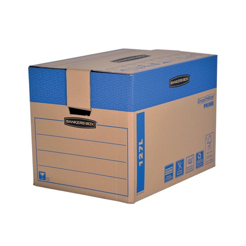 Fellowes Bankers SmoothMove Prime Box 127L XL Brown/Blue (Pack of 5) 6205401 | Fellowes