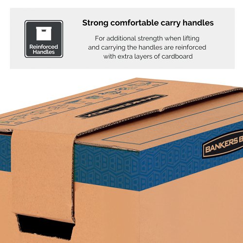 Fellowes Bankers SmoothMove Prime Box 127L XL Brown/Blue (Pack of 5) 6205401 Packing Cartons BB60705