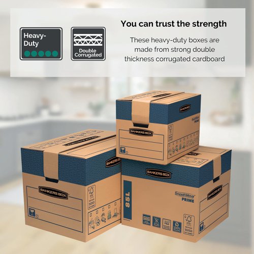 Fellowes Bankers SmoothMove Prime Box 127L XL Brown/Blue (Pack of 5) 6205401 Packing Cartons BB60705