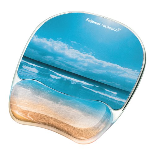 Fellowes Mousepad Wrist Support Sandy Beach Design 9179301 | Fellowes