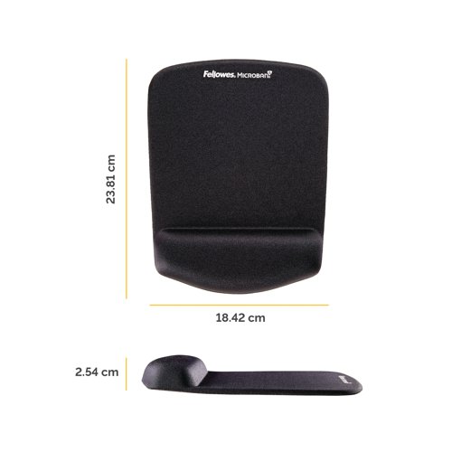 Fellowes Plush Touch Mousepad Wrist Support Black 9252003