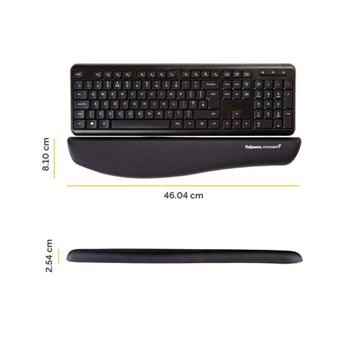 Fellowes Plush Touch Keyboard Wrist Support Black 9252103 | Fellowes