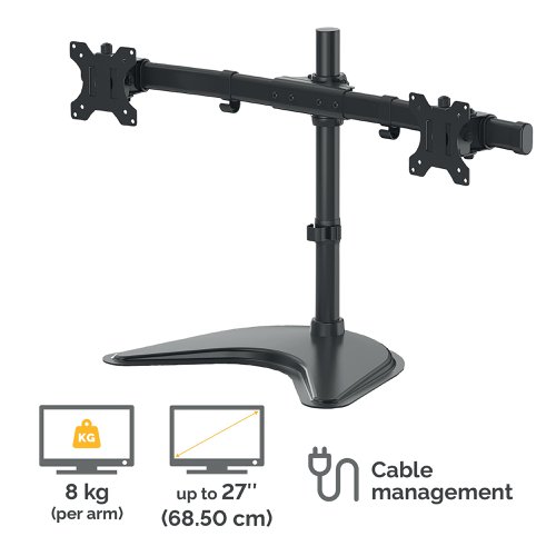 Fellowes Seasa Freestanding Dual Horizontal Monitor Arm 8043701 | Fellowes