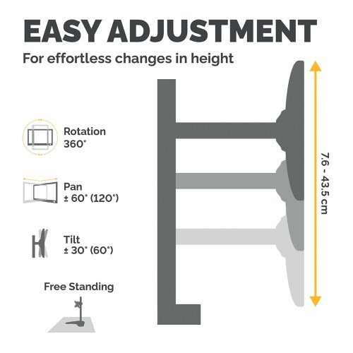 Fellowes Seasa Freestanding Dual Horizontal Monitor Arm 8043701 | Fellowes