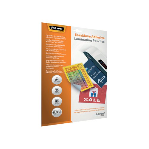 Fellowes Admire EasyMove Laminating Pouch A4 160 Micron Total Thickness (Pack of 25) 5601701