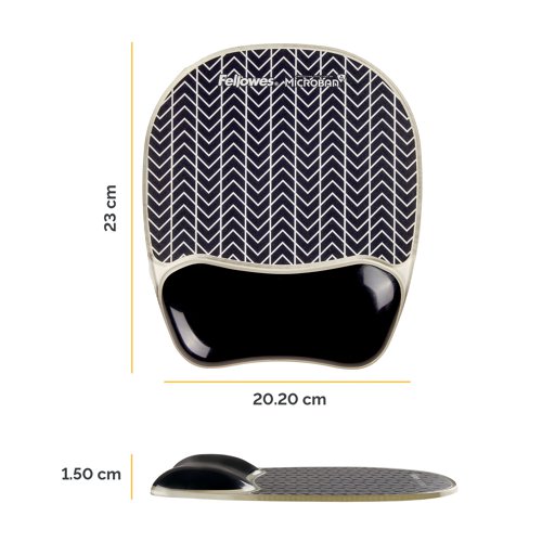 Fellowes Photo Gel Mouse Mat with Wrist Support Chevron Design 9653401