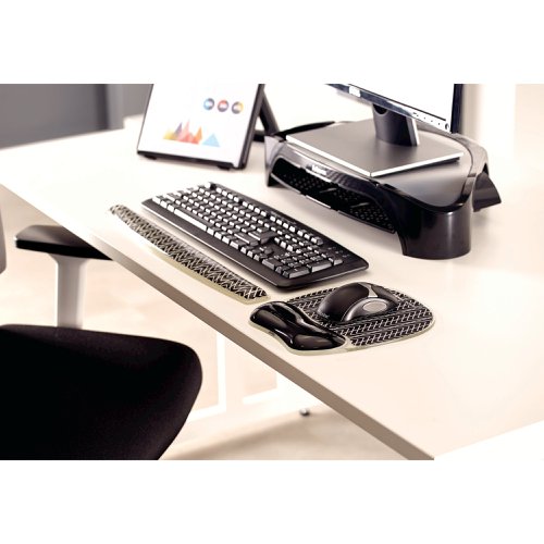 Fellowes Photo Gel Mouse Mat with Wrist Support Chevron Design 9653401 Wrist Rests BB74068