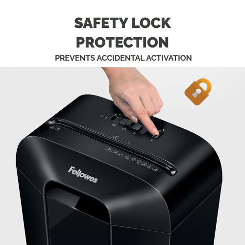 The Fellowes Powershred LX70 Cross-Cut Shredder is ideal for medium use in home and office environments. It can shred 11 sheets at a time into 4x40mm cross-cut particles. Patented Safety Lock disables the shredder for added safety protection. The LX70 shredder will shred continuously for up to 5 minutes before requiring a 30 minutes cool down period. The shredder bin has a 18 litre capacity with a lift-off head.