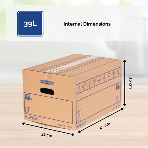 Bankers Box SmoothMove C-Flute Everyday Moving Box 39 Litre (Pack of 10) 6203601