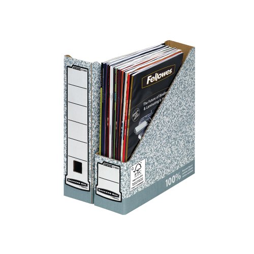 Fellowes Bankers Box Prem Magazine File Grey/White (Pack of 10) 186004 | Fellowes