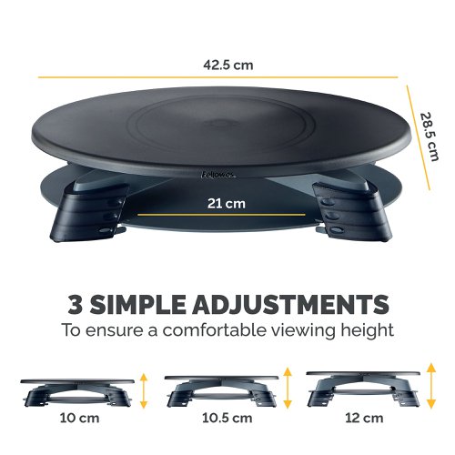 Fellowes Rotating Monitor Riser Platform 14kg Capacity Graphite 9145003 | Fellowes