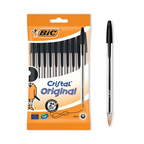 Bic Cristal Ballpoint Pen Medium Black (10 Pack) 830864