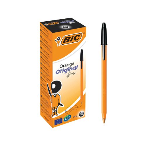 Bic Orange Fine Ballpoint Pen Black (Pack of 20) 1199110114