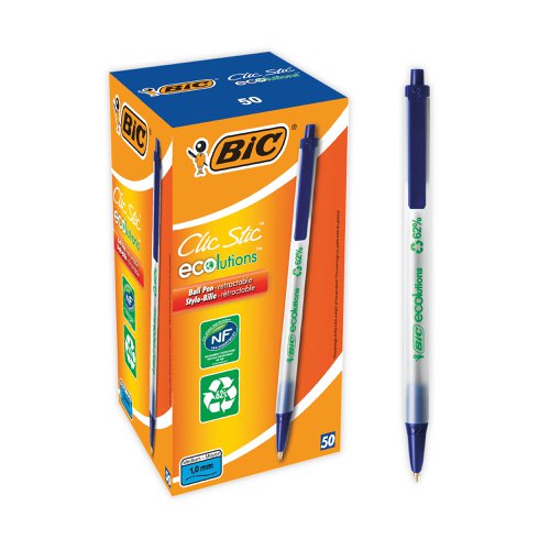 Bic Ecolutions Clic Stick (Recycled) Blue (Pack of 50) 8806