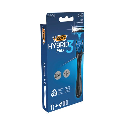 Bic Flex 3 Hybrid Razor Handle + x4 Blades (Pack of 10) 921399