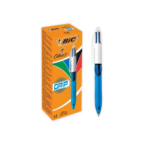 Bic 4 Colours Comfort Grip Retractable Ballpoint Pen (12 Pack) 8871361