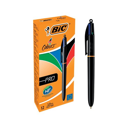 Bic 4 Colours Pro Retractable Ballpoint Pen (Pack of 12) 902129