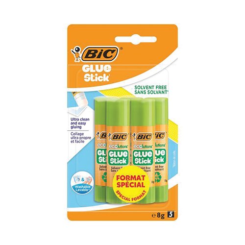 Bic Ecolutions Glue Stick Solvent Free 8g Pack of 5 3086123311053