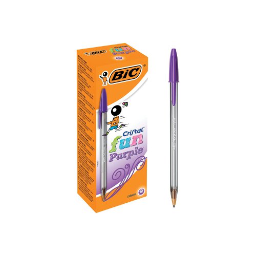 Bic Cristal Fun Ballpoint Pen Large Purple (Pack of 20) 929055