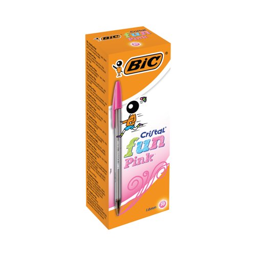 Bic Cristal Fun Ballpoint Pen 1.6mm Line Width Pink (Pack of 20) 929056