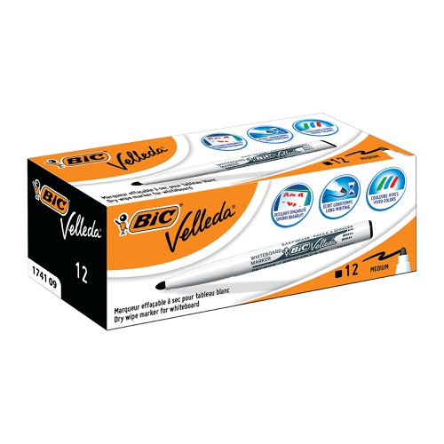 Bic Velleda 1741 Drywipe Marker Black (Pack of 12) 1199174109