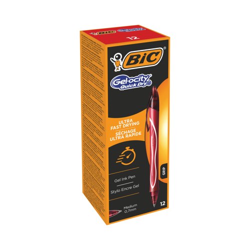 Bic Gel-ocity Quick Dry Gel Retr Rol Red Pack of 12 3086123494671