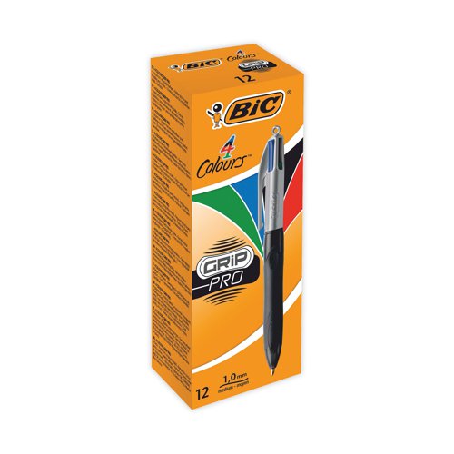 Bic 4 Colours Grip Pro Retractable Ballpoint Pen (12 Pack) 892293