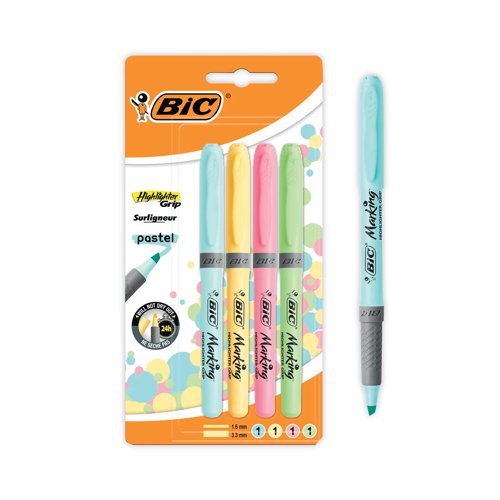 Bic Highlighter Grip Assorted Pastel (Pack of 4) 964859