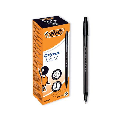 Bic Cristal Ballpoint Pens Ultra Fine 0.7mm Black (20 Pack) 992603