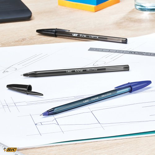 Bic Cristal Ballpoint Pens Ultra Fine 0.7mm Black (20 Pack) 992603