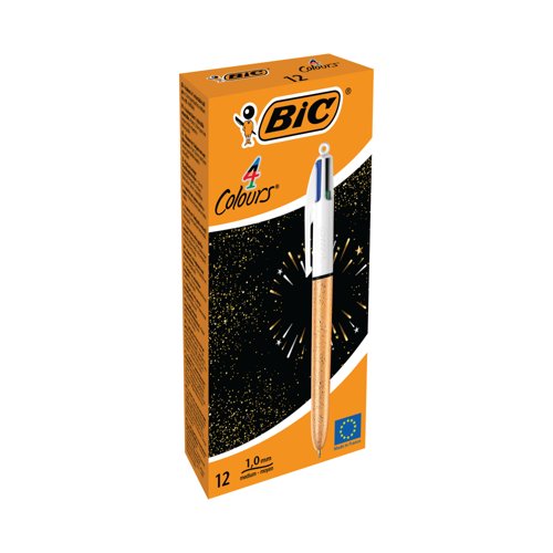 Bic 4 Colour Party Ballpoint Champagne Barrel Pack of 12 3086123595125