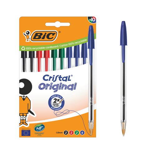 Bic Cristal Ballpoint Pen Medium Assorted (Pack of 10) 516354