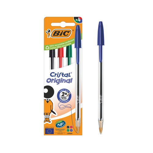 Bic Cristal Ballpoint Pen Medium Assorted (Pack of 4) 516834