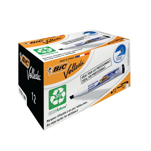 Bic Velleda 1751 Drywipe Marker Black (Pack of 12) 904946