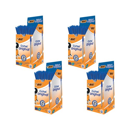 Bic Cristal Ballpoint Pen Medium Blue (Pack of 50) 4 For 3