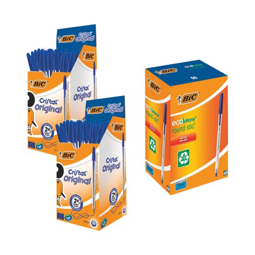 Bic Cristal Ballpoint Black Buy 2 Packs Get Bic ECOlutions Blue Free