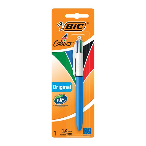 Bic 4 Colours Retractable Ballpoint Pen Black/Blue/Red/Green (Pack of 10) 8032232