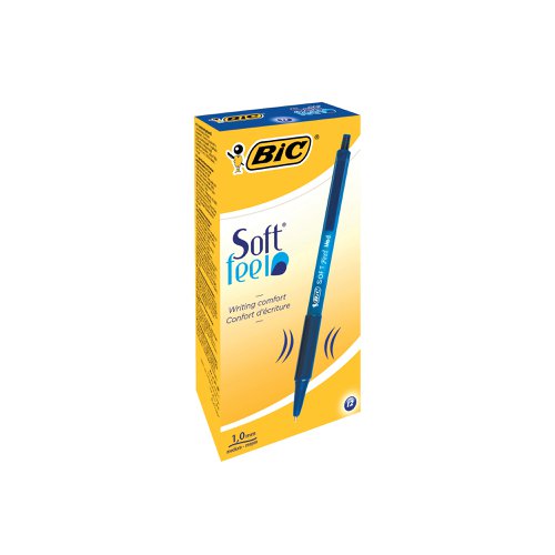 Bic SoftFeel Clic Retractable Ballpoint Pen Blue (Pack of 12) 837398