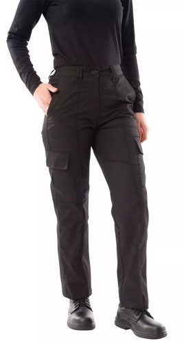Work in Style Ladies Cargo Trousers: Comfortable, Functional Workwear for Professional Women Black 2