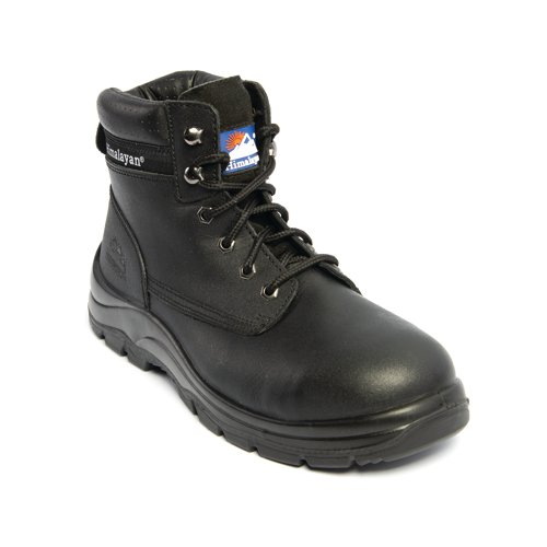 BGS16535 | High quality black leather S3 steel toe cap and midsole ankle safety boots with energy absorbing heel. These boots are fuel and oil resistant and anti static.