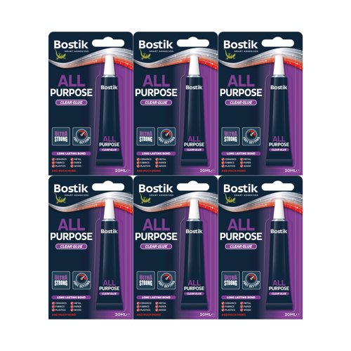 Bostik All Purpose Adhesive 20ml Clear Pack of 6 30813296