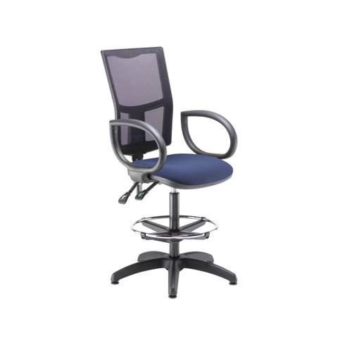 5 Star Lumo Mesh Chair Fixed Arms/Draughtsman Kit Royal Blue SF1807126