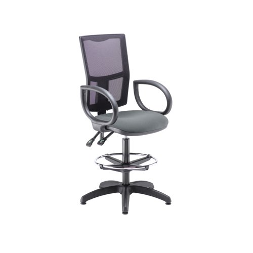 5 Star Lumo Mesh Chair Fixed Arms/Draughtsman Kit Charcoal SF2096687