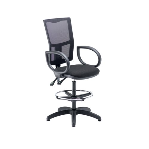 5 Star Lumo Mesh Chair Fixed Arms and Draughtsman Kit Black SF7742798