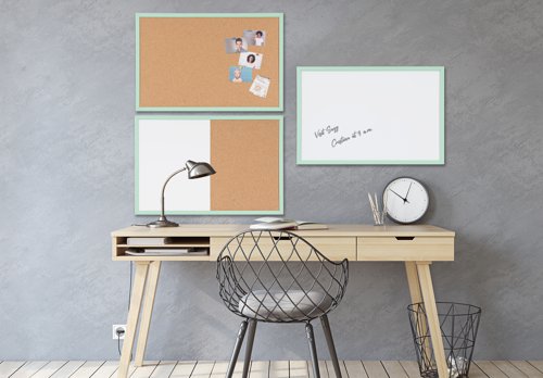 Bi-Office Pastel Magnetic Cork Combination Board Green Frame 60x40cm MX03106971 | Bi-Silque