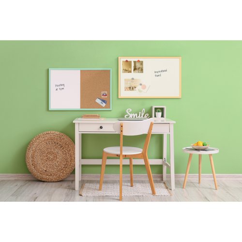 Bi-Office Pastel Magnetic Cork Combination Board Green Frame 60x40cm MX03106971 | Bi-Silque