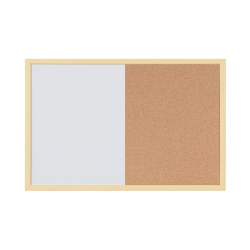 Bi-Office Pastel Magnetic Cork Combination Board Yellow Frame 60x40cm MX03106961 | Bi-Silque